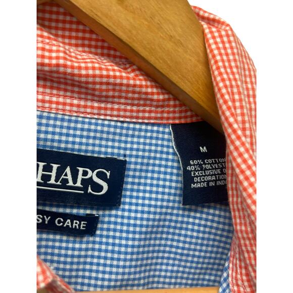 Chaps Ralph Lauren Patchwork Shirt M Button Down Blue Red Green Easy Care Preppy - Picture 5 of 8